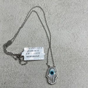 NWT Sterling Silver 925 Hamsa Hand, Evil Eye Necklace